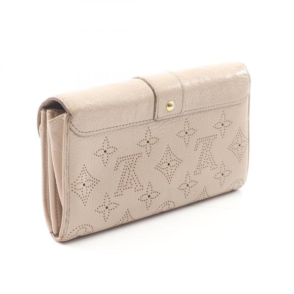 Louis Vuitton Leather Fold Wallet Iris Beige Sable Mahina Long - Picture 1 of 8